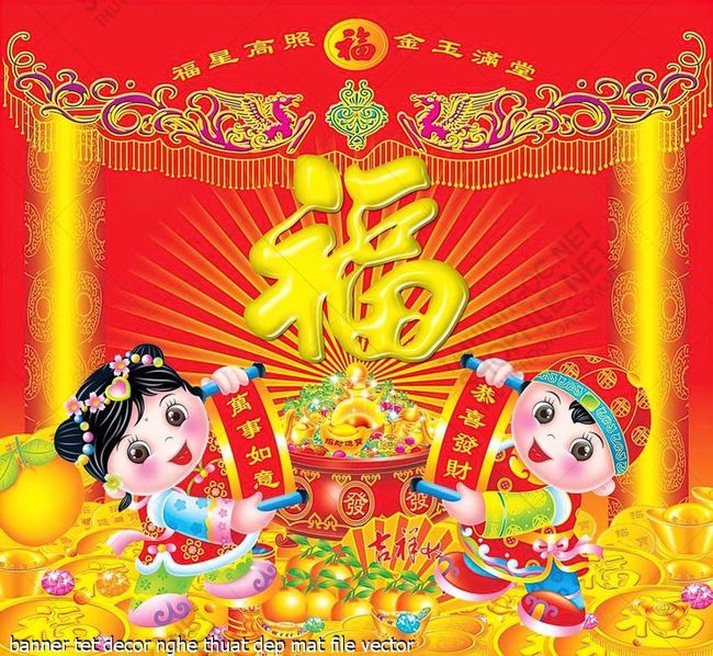 banner tet decor nghe thuat dep mat file vector